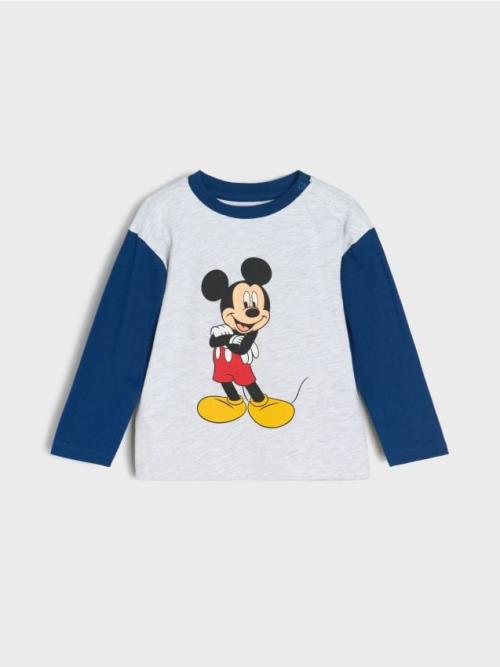 Sinsay - Tričko s dlhými rukávmi Mickey Mouse - svetlošedá
