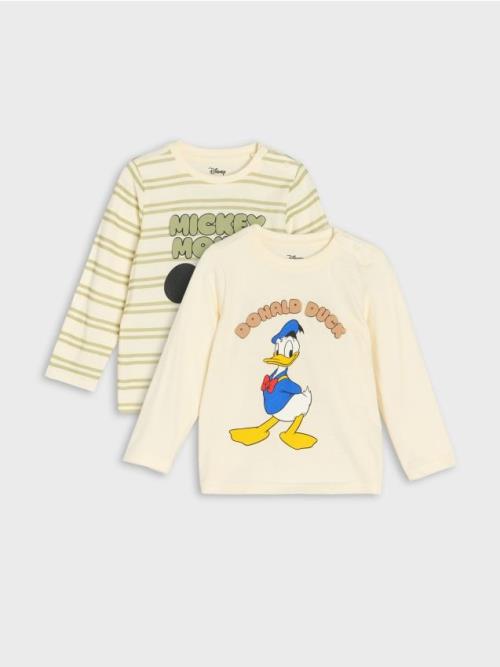 Sinsay - Dvojbalenie tričiek s dlhým rukávom Mickey Mouse - krémová