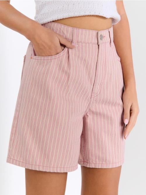 Sinsay - Rifľové kraťasy high waist - ružová