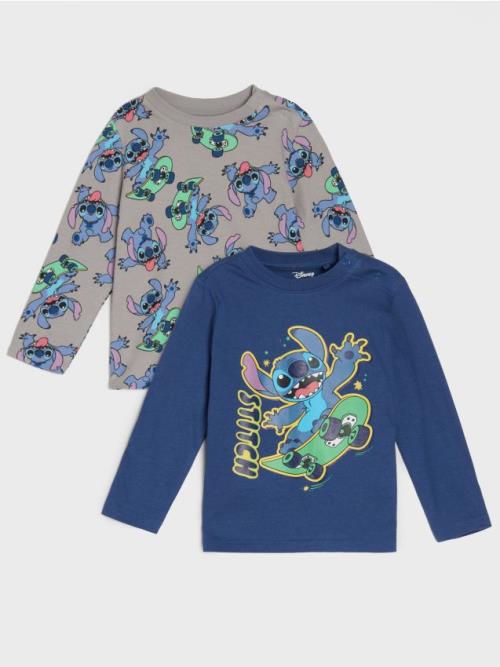 Sinsay - Dvojbalenie tričiek s dlhým rukávom Stitch - tmavomodrá