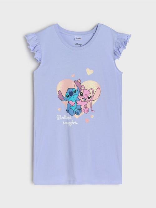 Sinsay - Nočná košeľa s ozdobnými volánmi Stitch - svetlomodrá