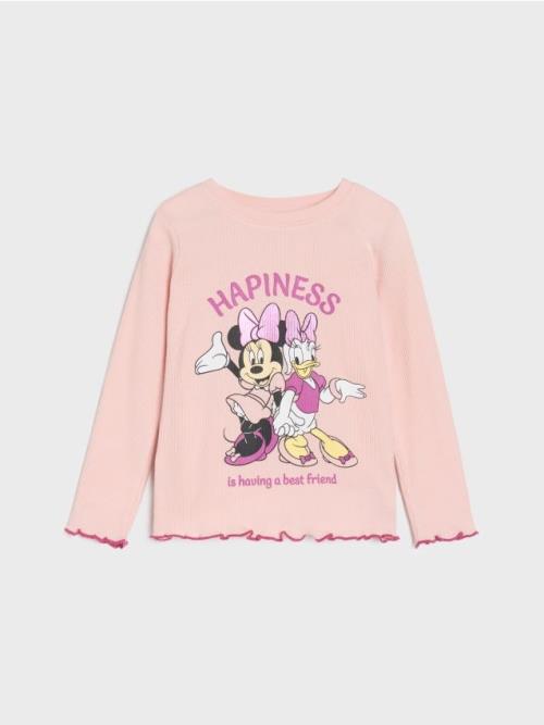 Sinsay - Tričko s dlhými rukávmi Minnie Mouse - popolavá ružová