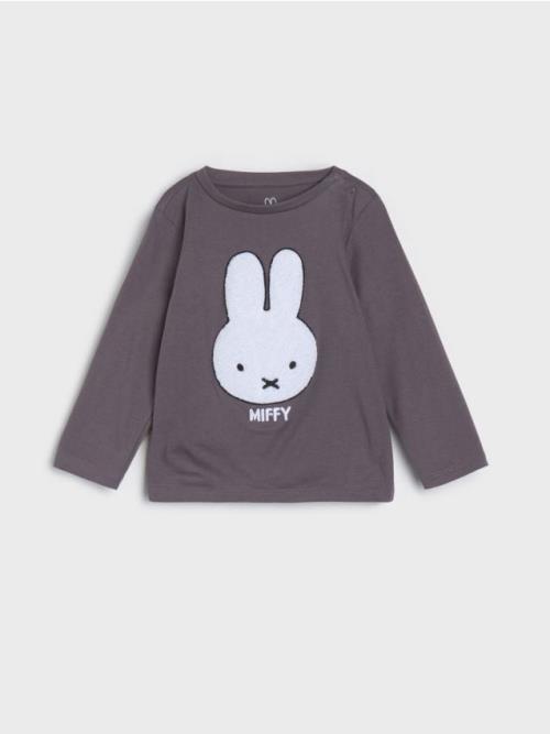 Sinsay - Tričko s dlhými rukávmi Miffy - tmavosivá