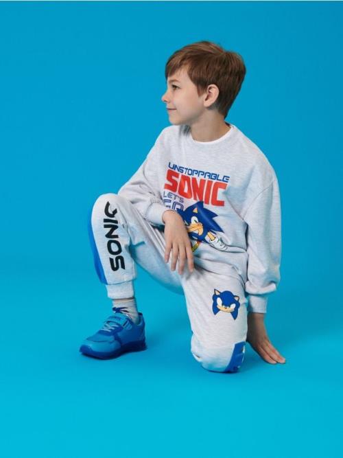 Sinsay - Tepláky s manžetami Sonic the Hedgehog: Modern - svetlošedá