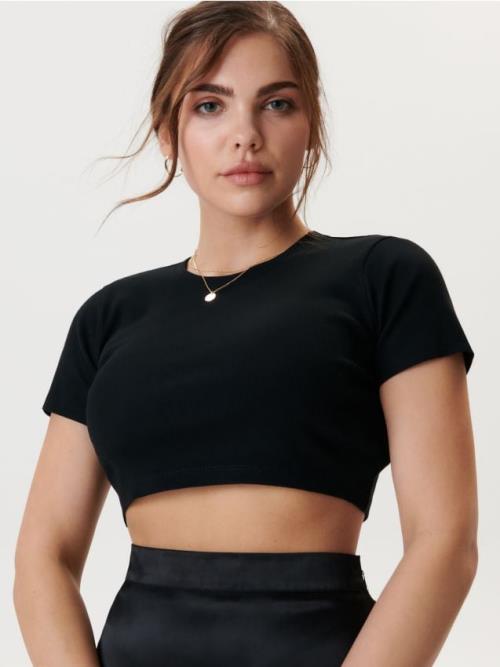 Sinsay - Crop top z prúžkovaného úpletu - čierna