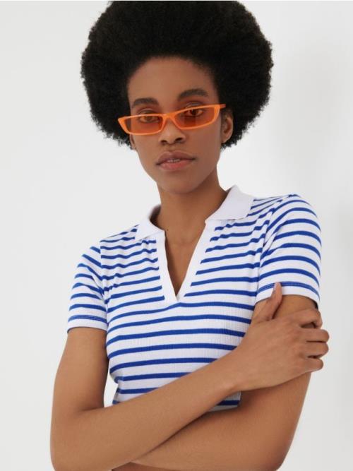 Sinsay - Crop top z prúžkovaného úpletu - viacfarebná