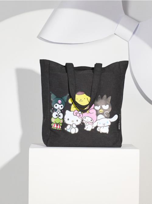 Sinsay - Textilná taška shopper Hello Kitty and Friends - čierna
