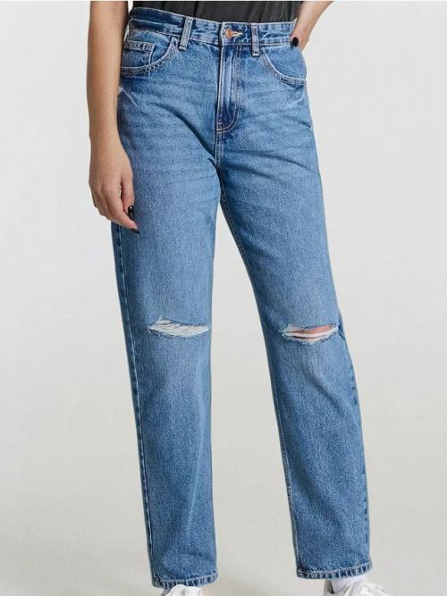 Sinsay - Rifle high waist mom - tmavomodrá