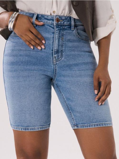 Sinsay - Rifľové kraťasy high waist - modrá