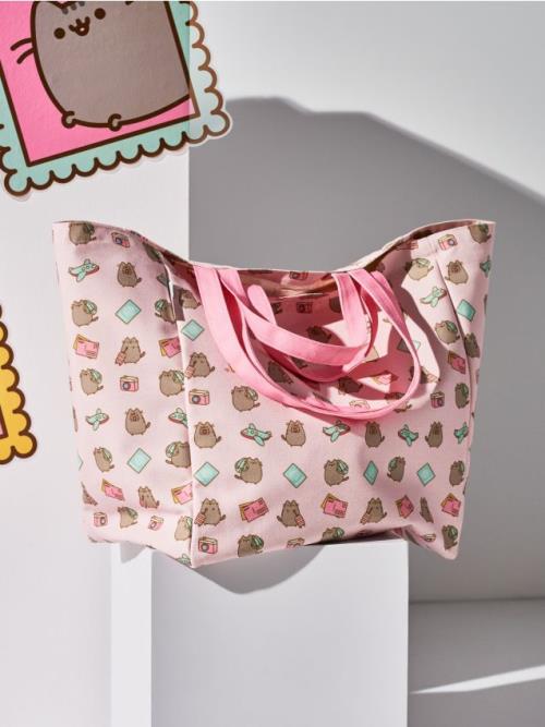 Sinsay - Látková nákupná taška Pusheen the Cat - pastelová ružová