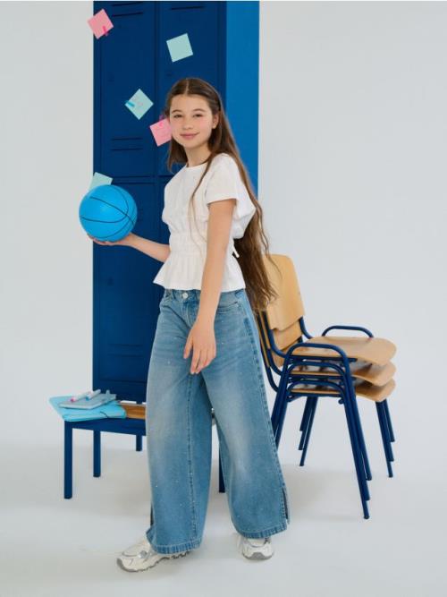 Sinsay - Rifle wide leg - modrá