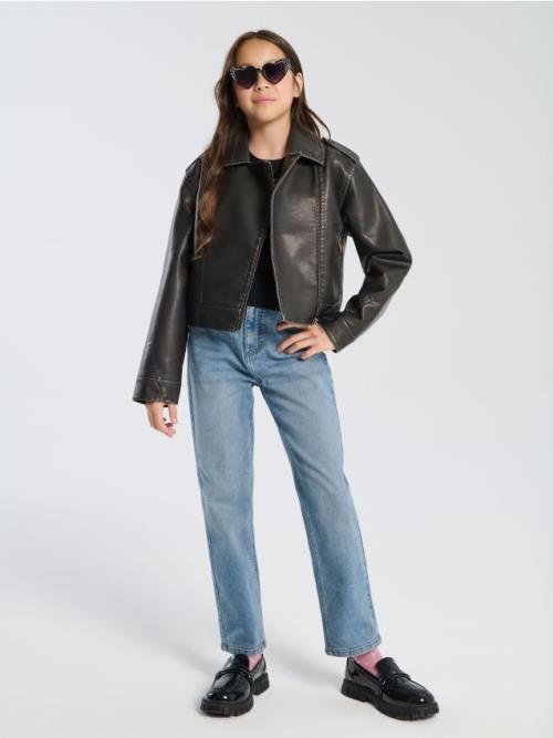 Sinsay - High waist džínsy - modrá