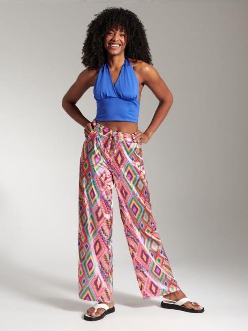 Sinsay - Crop top s viazaním - hyacintová
