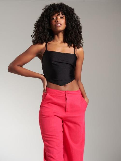 Sinsay - Crop top s viazaním - čierna