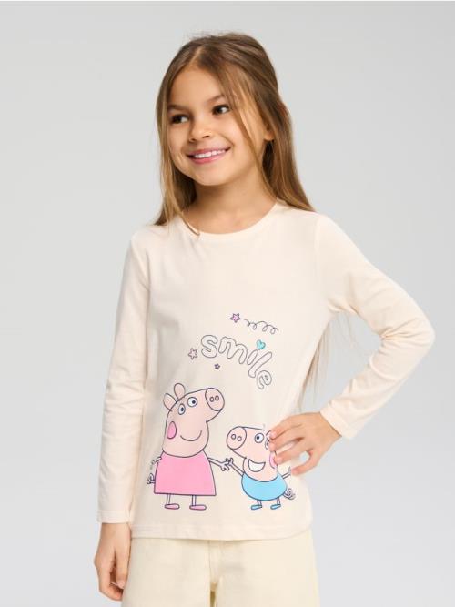 Sinsay - Tričko s dlhými rukávmi Peppa Pig - krémová