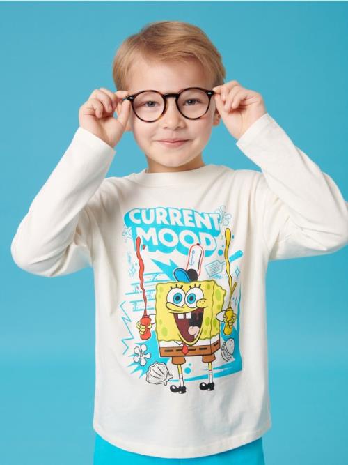 Sinsay - Tričko s dlhými rukávmi SpongeBob - krémová