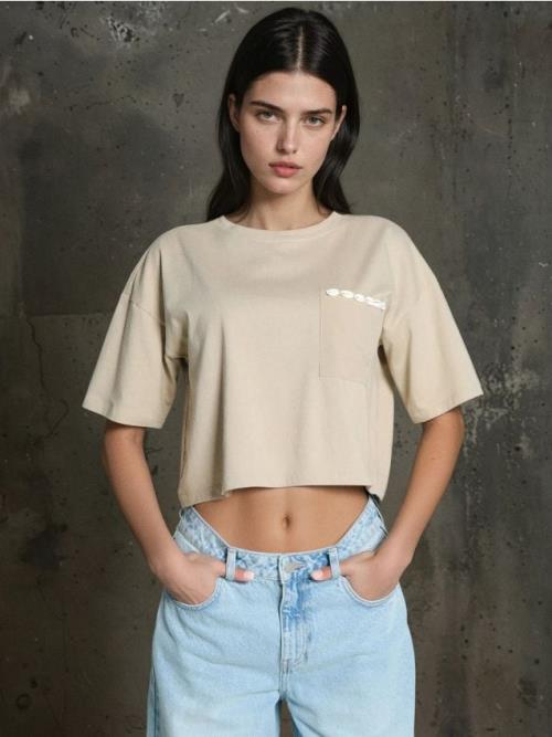 Sinsay - Crop top - béžová