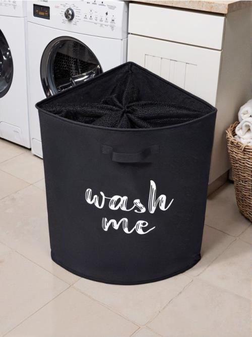 Sinsay - Kôš na bielizeň s nápisom WASH TIME - čierna