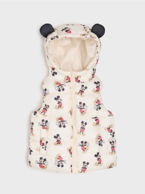 Sinsay - Prešívaná vesta s 3D prvkami Mickey Mouse - krémová
