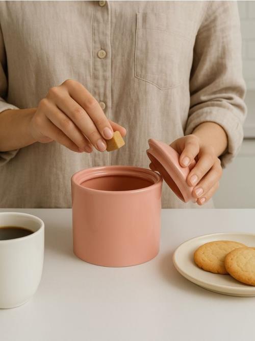 Sinsay - Keramická nádoba na potraviny s vekom - pastelová ružová