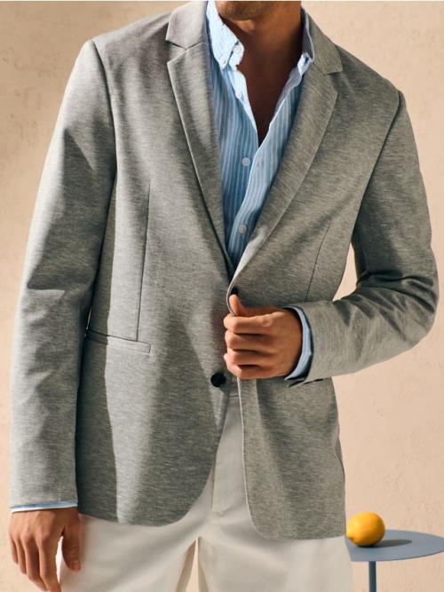 Sinsay - Blejzer slim fit - svetlošedá