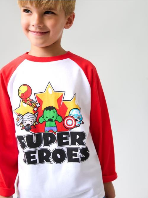 Sinsay - Tričko s dlhými rukávmi Marvel Kawaii Art Collection - červená