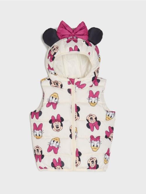 Sinsay - Prešívaná vesta s kapucňou Minnie Mouse - krémová