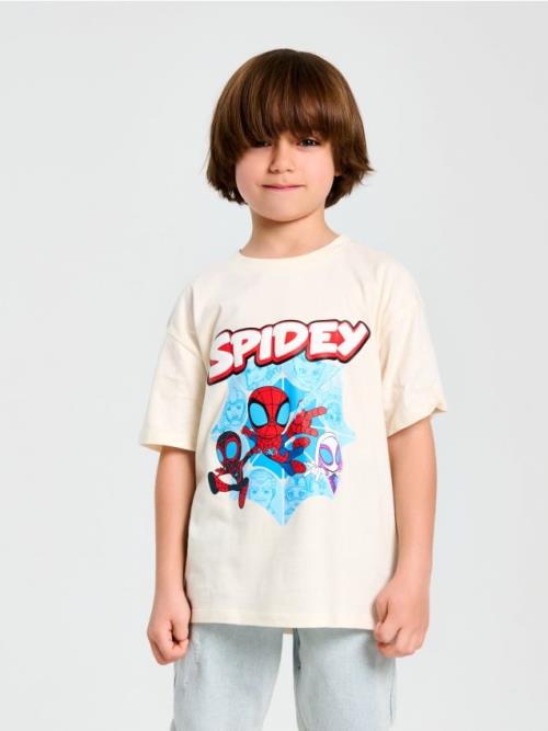 Sinsay - Tričko Spider-Man - krémová