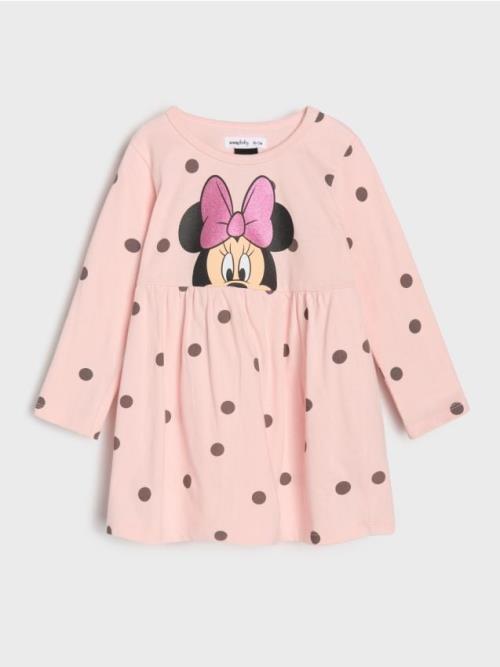 Sinsay - Bodkované šaty Minnie Mouse - popolavá ružová