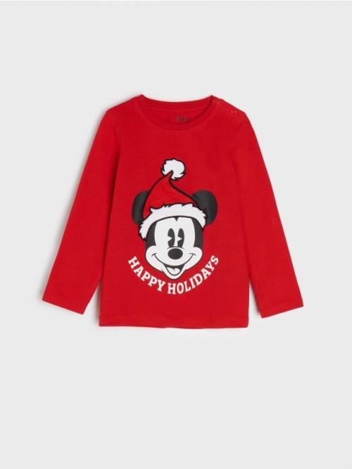 Sinsay - Tričko s dlhými rukávmi Mickey Mouse - červená